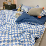 Pisoshare Fashion Bedding Set Hot Checkerboard Boys Girls Single Double Queen Size Flat Sheet Quilt Duvet Cover Pillowcase Bed Linens