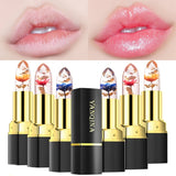 Pisoshare Long Lasting Temperature Color Changing Lip Balm Crystal Jelly Flower Lipstick Gloss Transparent Moisturize Lips Makeup Cosmetic