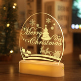Christmas Decorations for Home Tree Elk Christmas 3D Acrylic USB Night Light Xmas Gift Navidad New Year Home Decore Garland