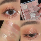 9 Color Pressed Matte Glitter Eyeshadow Palette Waterproof Long-Lasting Eyeshadow Pigment Diamond Shimmer Nude Shiny Makeup
