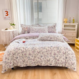 Pisoshare 100% Cotton Bedding Set With Flowers,Skin Friendly Breathable, Duvetcover&2pcs Pillowcase,No Bed Sheet