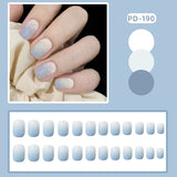 24PCS Fake Nail Patch Cute Short Cow Butterfly Printed False Nail Full Finished for Girl Nail Art Tips Press On Nail Wearable