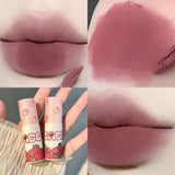 Pisoshare Lovely Strawberry Lip Mud Clay Velvet Matte Lipstick Makeup Waterproof Long-lasting Smooth Red Lip Tint Pigment Lip Gloss 6Color