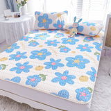 Pisoshare Flowers Latex Summer Mat Kit Cooling Feel Bed Pad and Pillowcase Cold Sleeping Bed Mat for Summer Breathable Folding Cool Mat