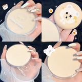Embossed Feather Soft Honey Powder Cake Light  Delicate Concealer Oil Control Makeup Invisible Pores Long Lasting Face Makeup