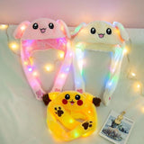 Plush Hat Glowing Ears Bunny Hat Party Decor Cute Cartoon Toy Hat Funny Hat Birthday Gift Light Top Hat  Halloween Decorations