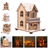 Festival Led Light Wood House Christmas Tree Decorations for Home Decoration Wooden House DIY Gift Window Decoration