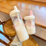 Pisoshare Kawaii Pearl Milk Tea Straw Glass Water Bottle Women Student Portable Large Capacity Plastic Juice Boba Milk Tea Drinkware Cup