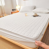 Pisoshare Thickened Laminated Cotton Adjustable Fitted Sheet 160x200,Quilting Process Mattress Protector Cover,Dustproof,Solid Color