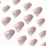 24pcs French Style Glitter Artificial Nails Short Press on Nail Shiny Glitter Powder Design Almond False Nail Patch Manicure Set