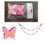 3M Paper Butterfly Garland Rose Gold Hanging Banner Flag DIY Adult Kids Birthday Party Decoration Supplies Wedding Baby Shower