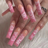 New Years Nails 24pcs artifical nails with glue fake nail tips with design Detachable press on nails long Fake Nail Finished Nail Piece Sticker