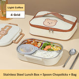 Pisoshare 304 Stainless Steel Lunch Box For Adults Kids School Office Microwavable Bento Box With Bag Insulated Food Storage Containers