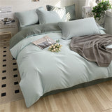 Pisoshare heart four-piece Brushed Washed Cotton Green Bed Set Flat Sheet Pillowcase Quilt Cover Bed Linen Flower Duvet Covers
