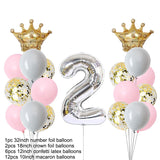 1st 1 2 3 4 5 6 7 8 9 Years Old Happy Birthday Number Foil Balloons Baby Girl First Party Decoration Kids Latex Macaron Supplies