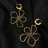 Asymmetric Flower Oversized Dangle Earrings For Women Stunning Korean Earrings  Vintage Metal Earings Jewelry Femme Bijoux