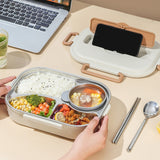 304 Stainless Steel Lunch Box For Adults Kids School Office Microwavable Bento Box With Bag Insulated Food Storage Containers